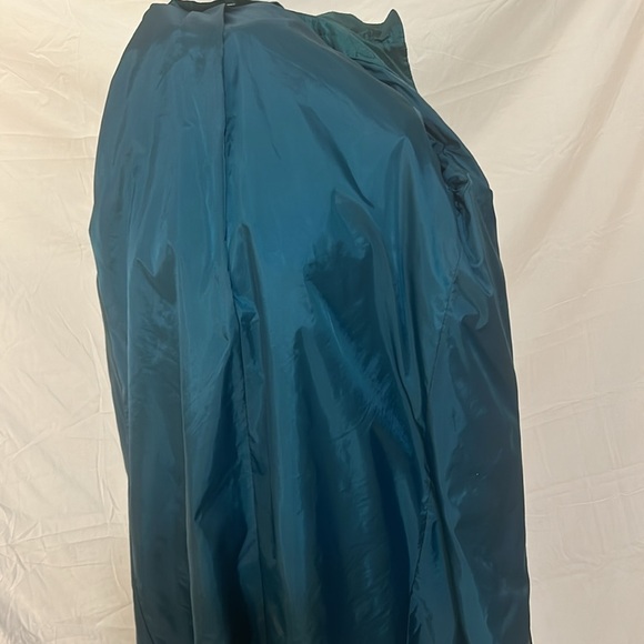 Vintage Trenchcoat Women L Turquoise Metallics Shimmer with Pockets Button Down - Picture 14 of 17